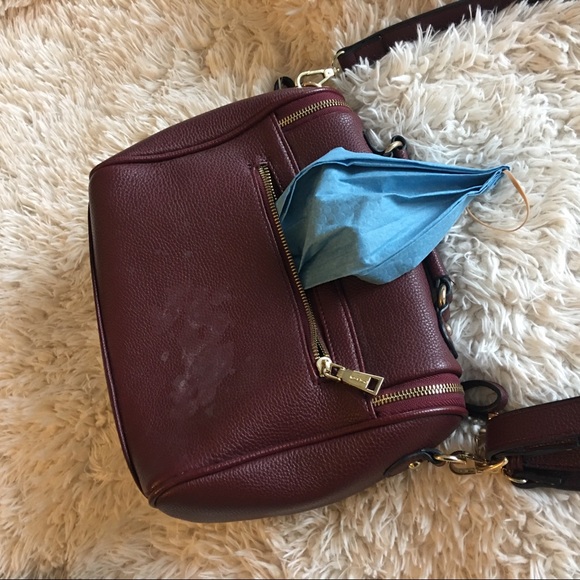 Red Burgundy monogram top handle zipper purse - Picture 5 of 7